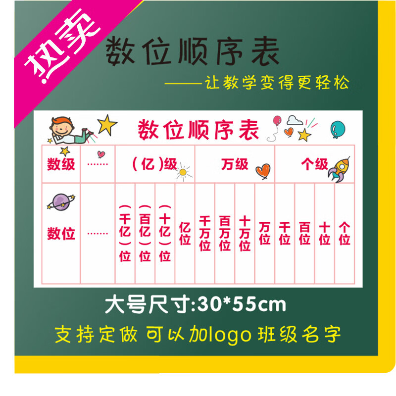 宏科华 数位顺序表小学数学磁性教学计数贴可移动格子坐标软磁贴教具
