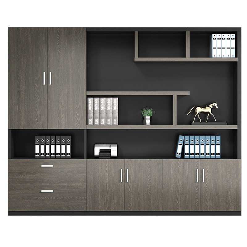 安美诚办公家具大文件柜木质办公柜落地柜资料柜背景柜储物办公室档案柜文件柜子 六门文件柜2.4*0.4*2.0米