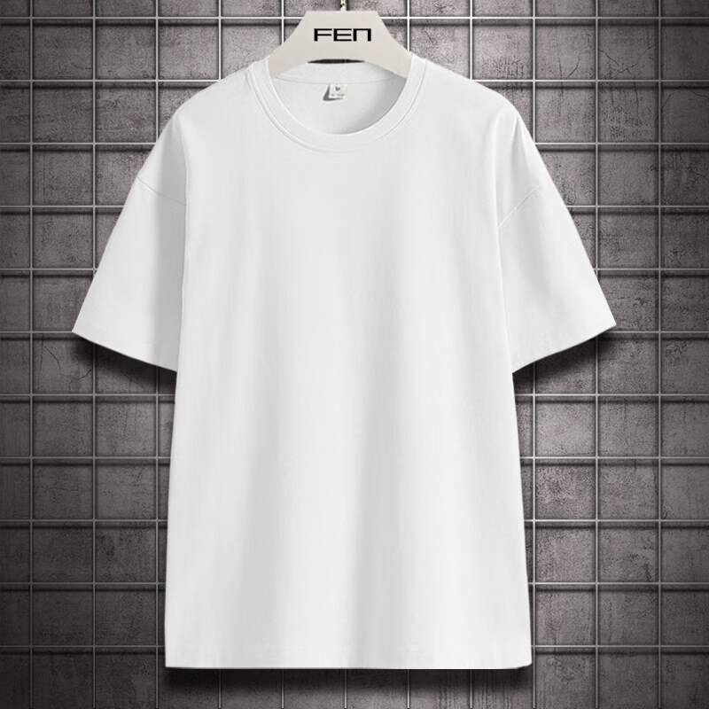 宽松半截袖t恤衫男棉男士短袖t恤夏季新款潮流潮牌白色半袖男装宽松大