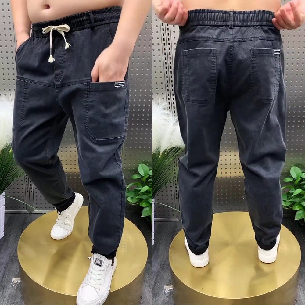 肥加大码工装牛仔裤男宽松显 225高质量牛仔裤#黑色 xl 建议105-120斤