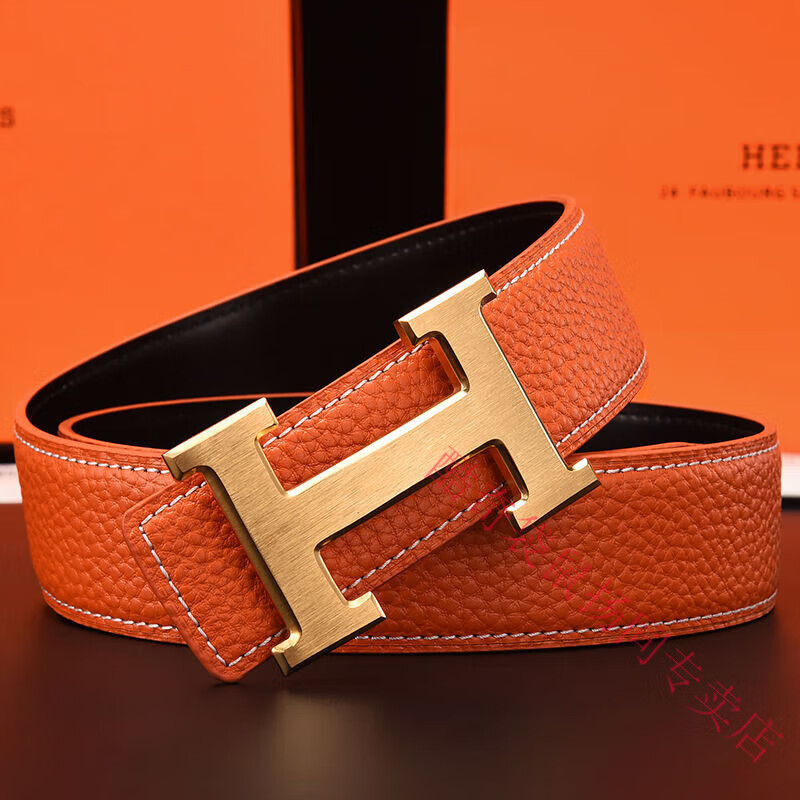 酷奇袋鼠男士皮带真牛皮时尚百搭H铜扣工字扣真皮休闲青中年腰带男 H黑色+银扣 3.8宽 105cm
