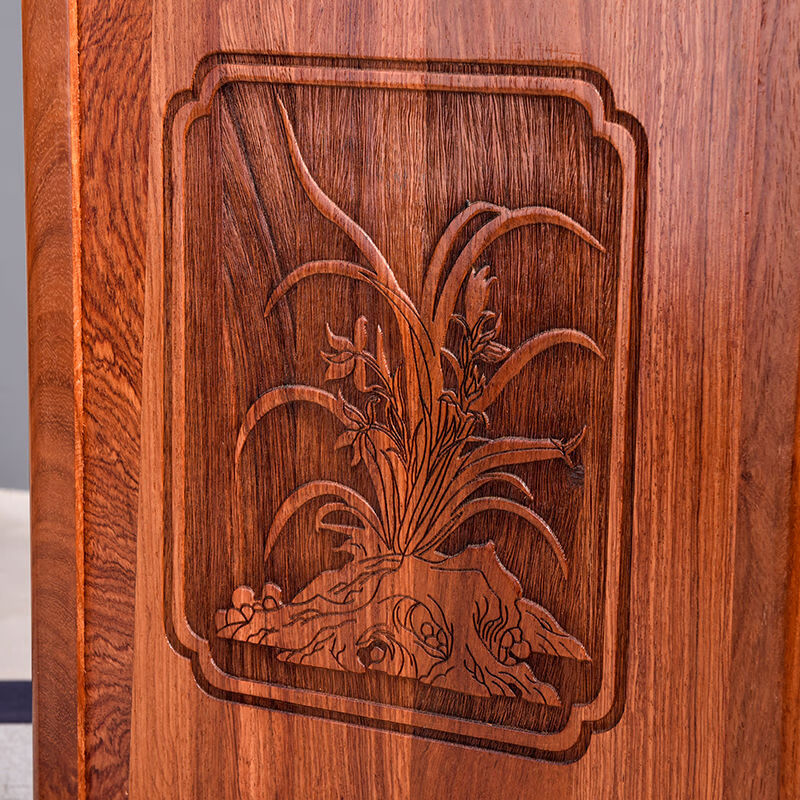 与山择林红木垃圾桶实木雕花中国风古典创意家居客厅大容量茶水桶 雕花垃圾桶