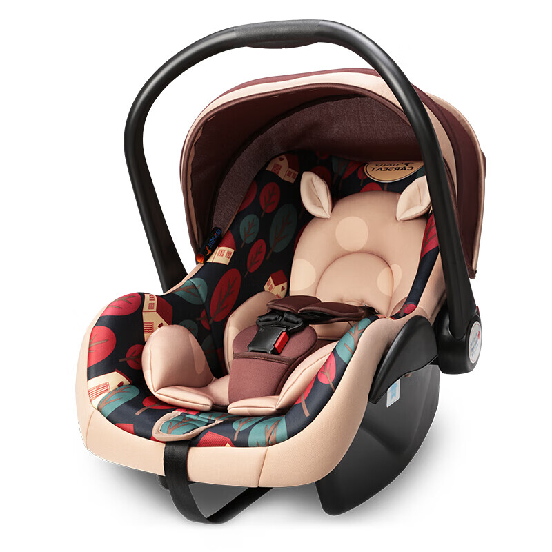 贝贝卡西新生婴儿座椅汽车儿童安全座椅0-15个月宝宝车载 新生儿咖色松果