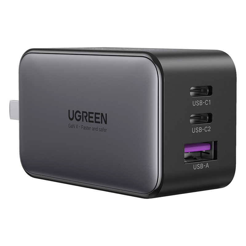 ������UGREEN��С�ں쵪���س���� PD65W˫Type-C��ڿ��ͷ ����ƻ��16/15/14��Ϊ��ҫ�ֻ�iPadƽ��ʼǱ����� 65W�����س������2C1A��ͷ-��ɫ��