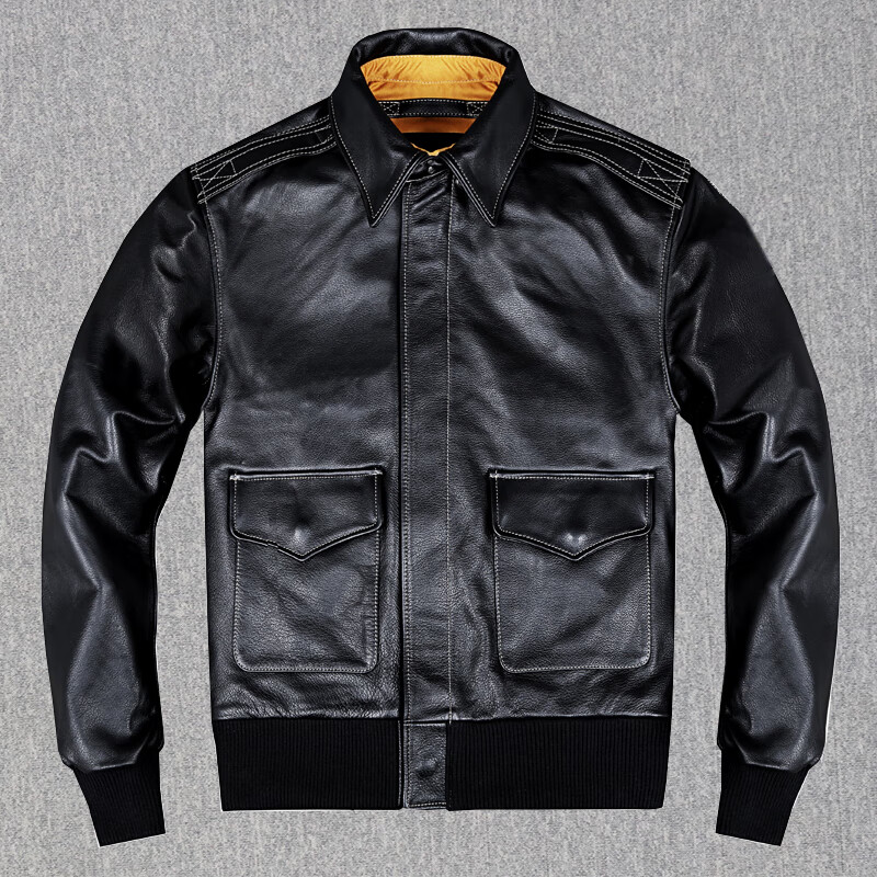 琦栗空军飞行员皮衣摩托车机车骑行牛皮大码男皮夹克外套真皮男美式复
