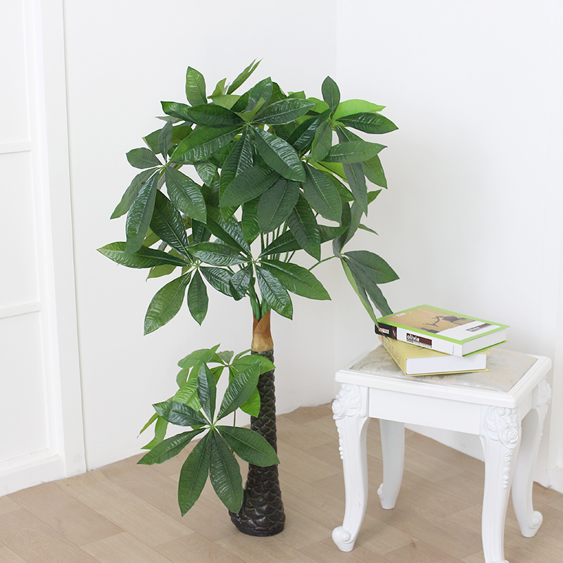 假樹仿真樹盆栽景客廳大型綠植塑料假花裝飾室內(nèi)落地仿真植物 1米小菠蘿桿樹不含盆草