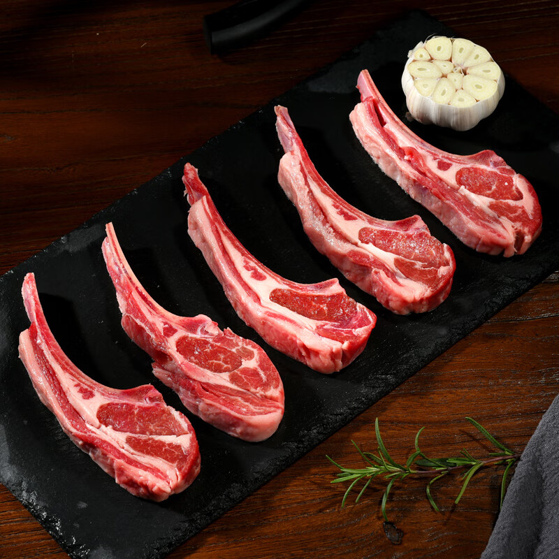 芈羊羊 宁夏滩羊肉生鲜 羔羊肉卷1kg 羊肉片 法式羊排羊杂 火锅烧烤食材 法式羊排16-20支【到手2斤】