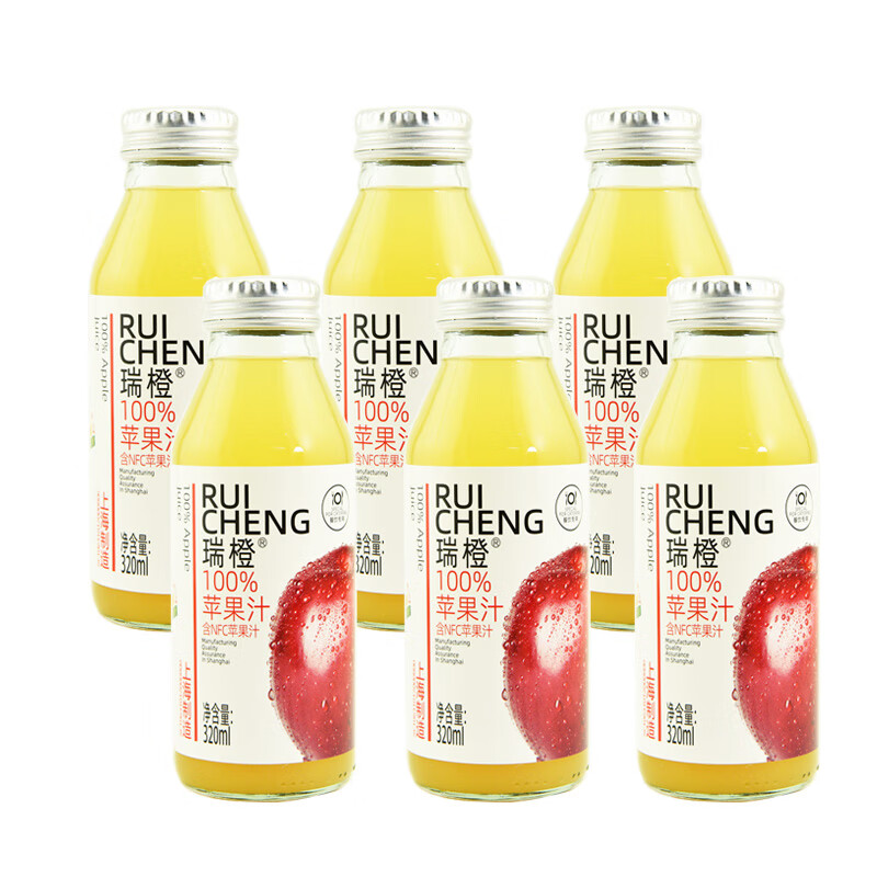 瑞橙瑞橙复合果汁饮料 320ml 玻璃瓶 苹果味6瓶