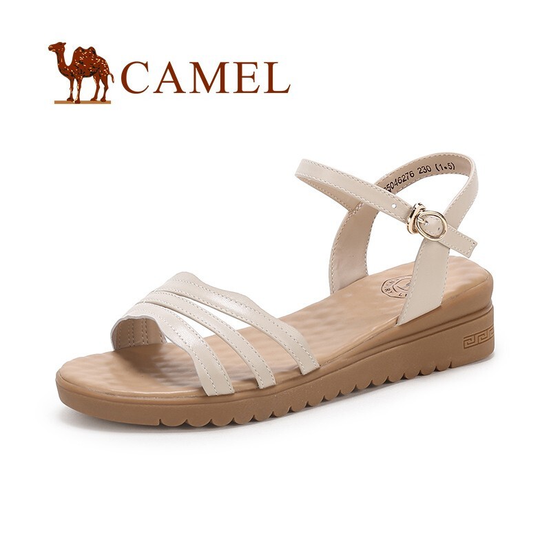 骆驼（CAMEL）女鞋  休闲舒适小坡跟凉鞋气质防滑鞋 米色 40