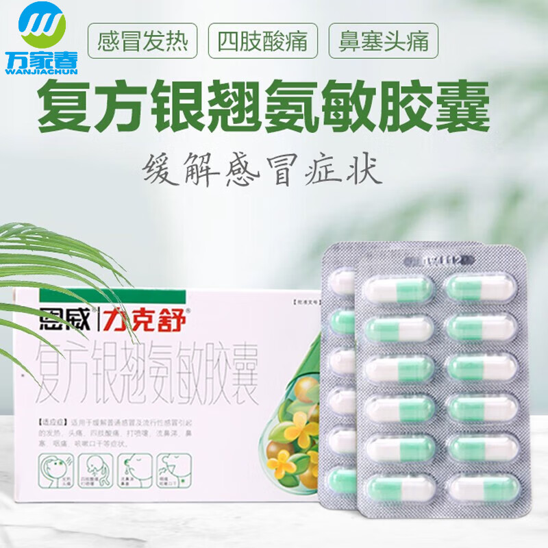力克舒 复方银翘氨敏胶囊 24粒 缓解普通感冒及流行性感冒 发热头痛