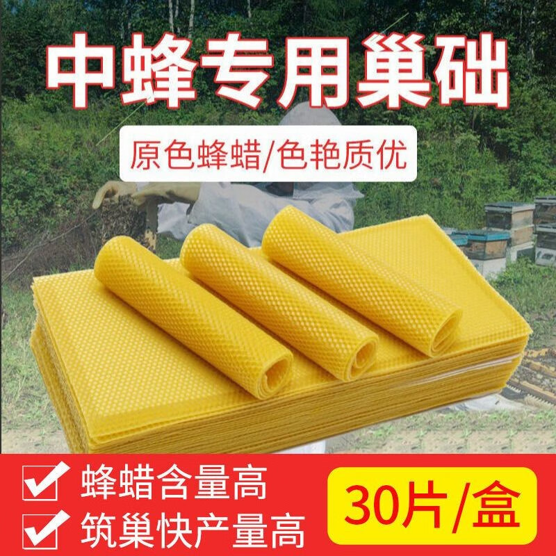 蜂之家中蜂巢础蜂蜡深房巢础片土蜂野蜂蜜蜂巢基 一盒【30片】 41.