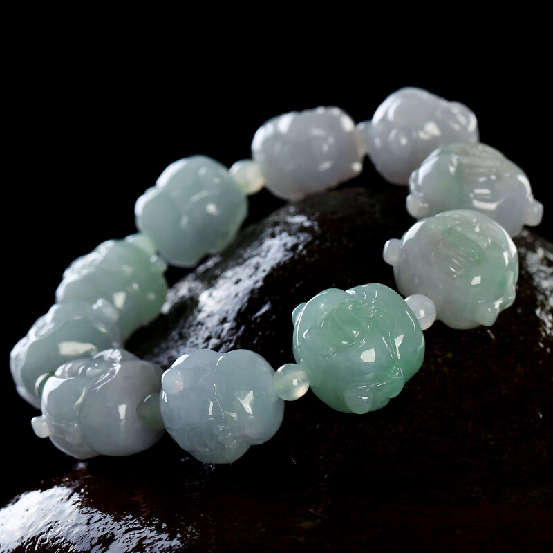 梦君宸冰种翡翠佛头手链笑玉佛公男女款手串带证书玉器
