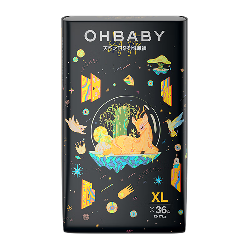 欧贝比（OHBABY）天空之门纸尿裤超薄透气柔软包臀防漏尿不湿XL码36片