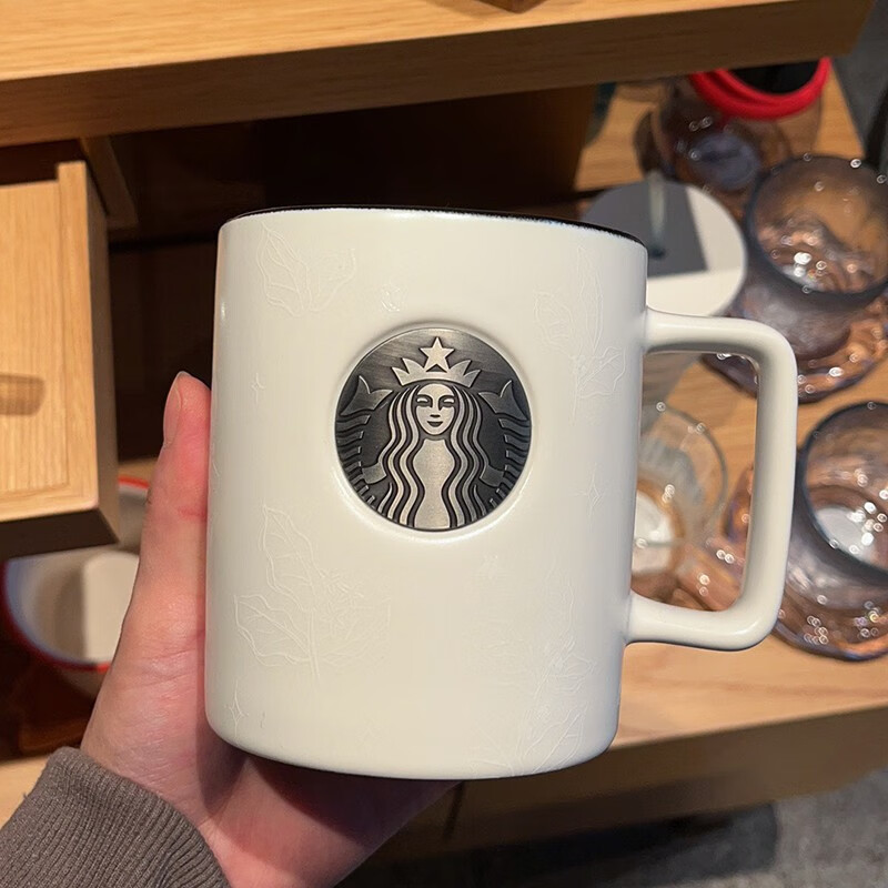 星巴克杯子杯子马克杯白色咖啡种植铜章大容量高颜值陶瓷咖啡水杯送礼