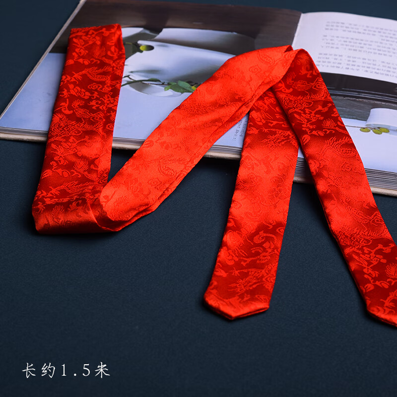 提花发带汉服发饰少女古风饰品头饰束发头绳古装配饰发绳 墨衣-朱红