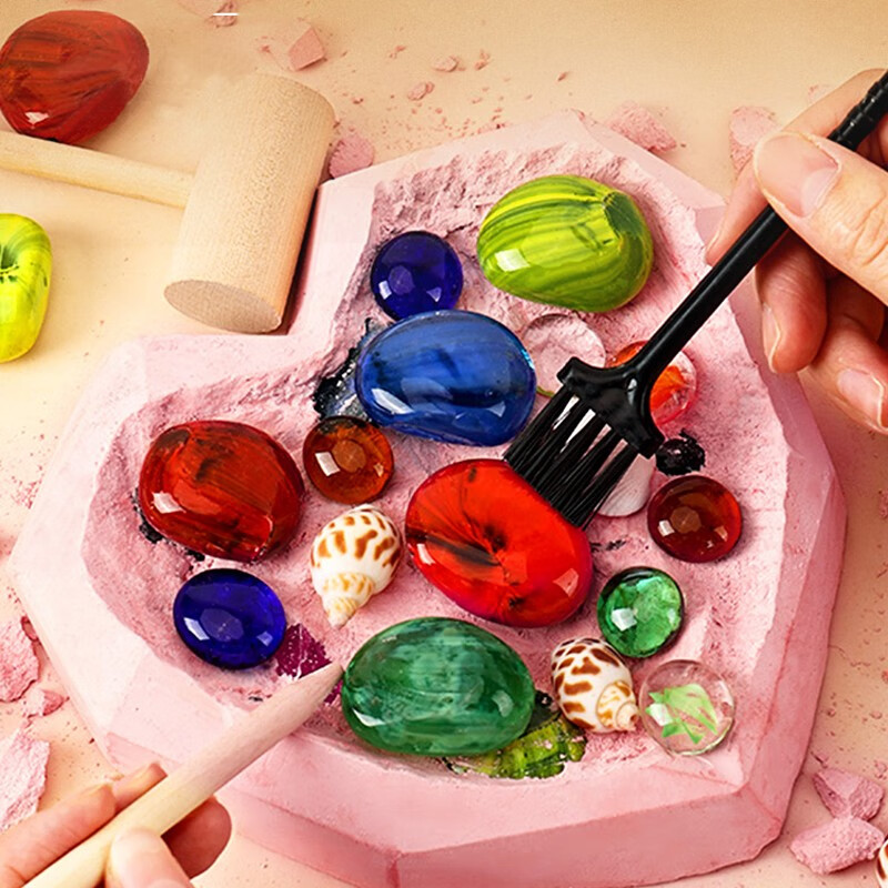 木丁丁儿童考古挖掘玩具宝石手工仿真水晶矿石化石宝藏玩具寻宝挖矿