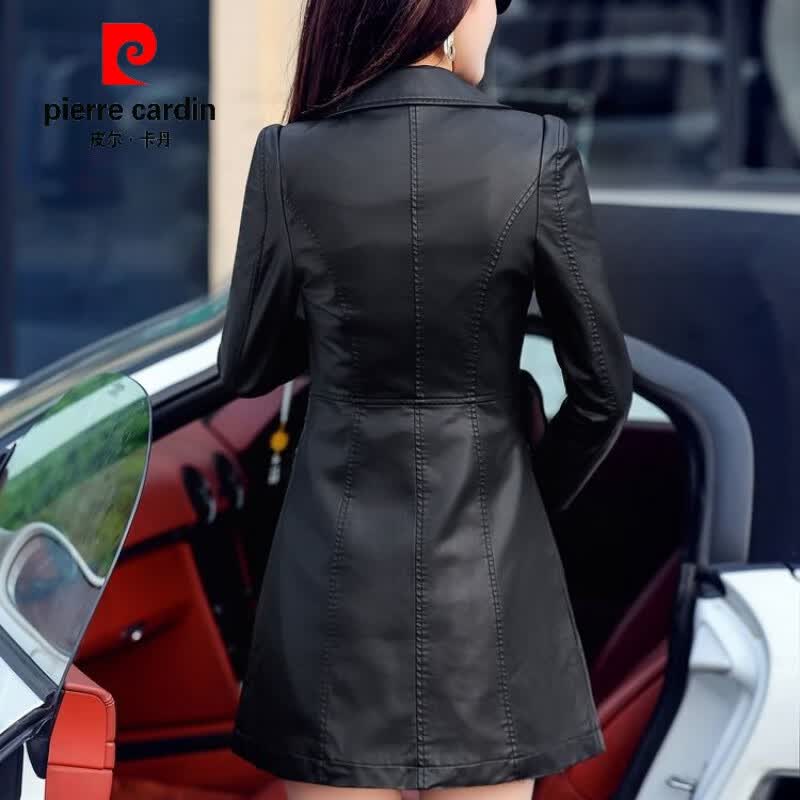 皮尔卡丹（pierre cardin）中长款皮衣女2023秋冬新款时尚修身拉链显瘦pu皮收腰风衣外套 黑色 S怎么看?