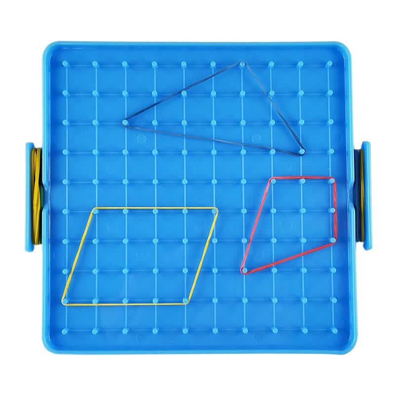 小学一二年级认识图形用 彩色皮筋 几何图形板 蓝色钉板 50根橡皮筋