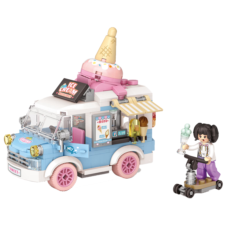 俐智（Loz）小颗粒积木拼装儿童玩具模型七夕情人节生日礼物4207冰淇淋烧卖车