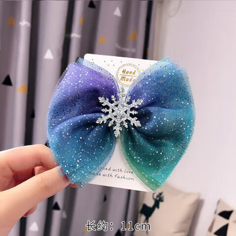 儿童发夹子艾莎公主头饰冰雪奇缘2发卡蝴蝶结爱莎皇冠小女孩发饰芭