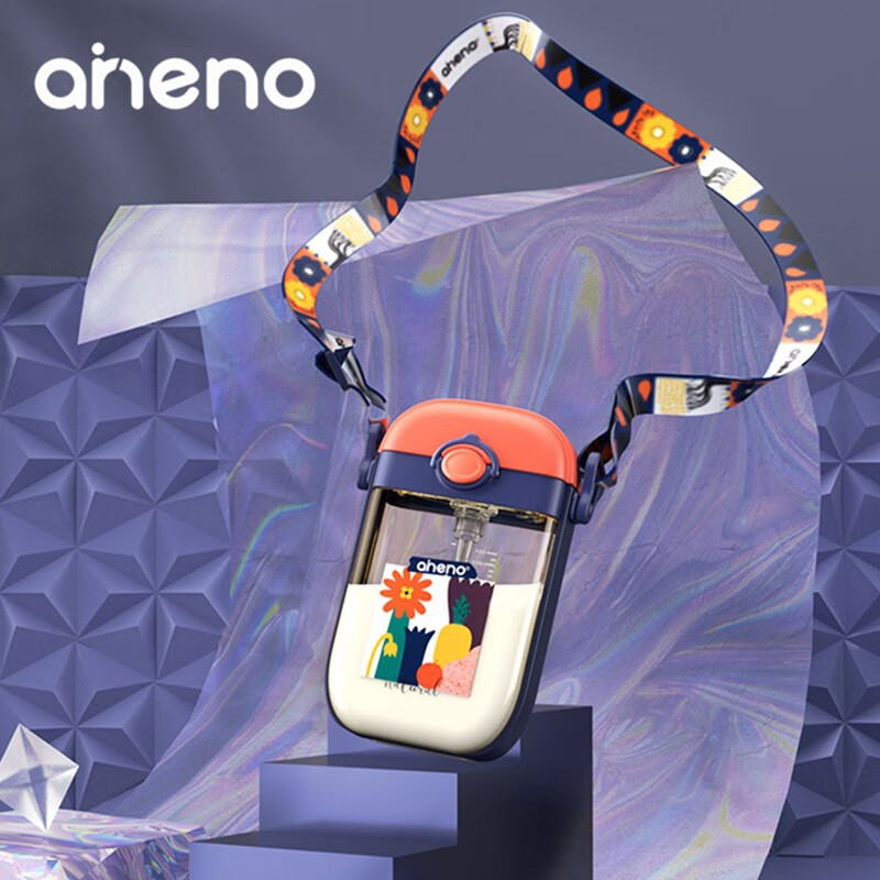 恩尼诺(aneno)儿童水杯PPSU防摔吸管杯宝宝重力球水杯幼儿园小学喝水杯 A204诺方杯 380ml 朵拉蓝