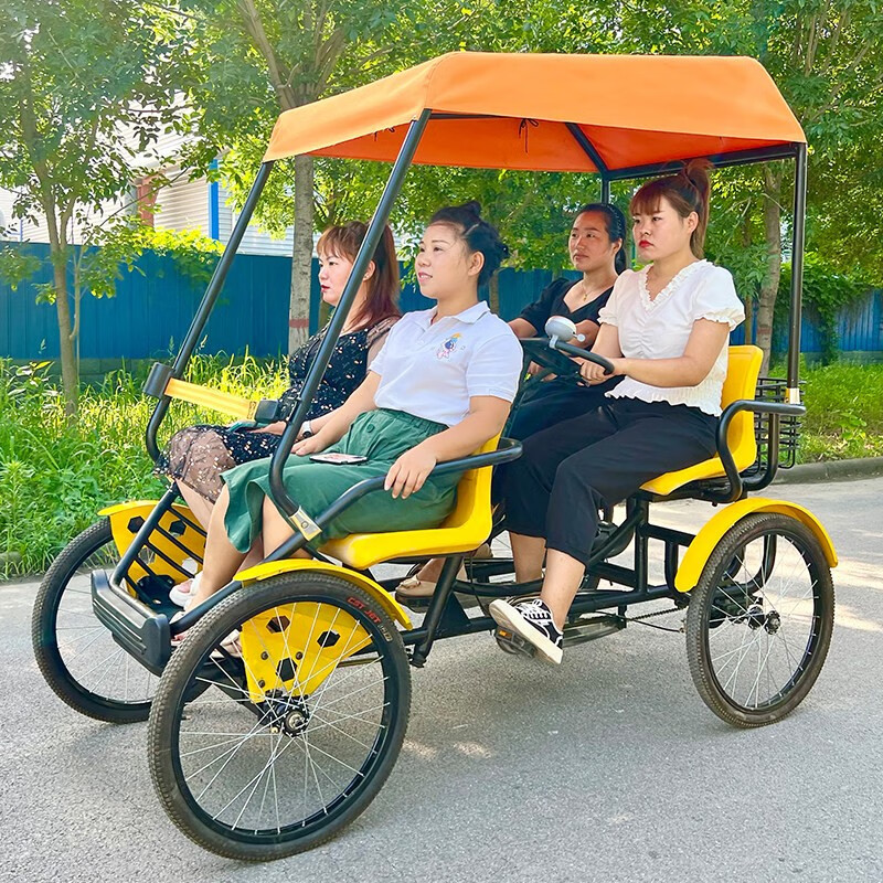 minibusev新款四轮景区出租脚踏车四人亲子多人观光自行车联排旅游