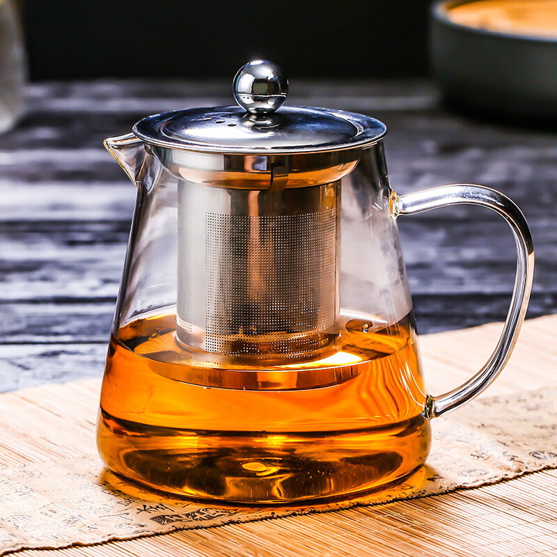 青苹果 玻璃茶壶 过滤泡茶壶 耐热茶具茶水分离 手工加厚750ml