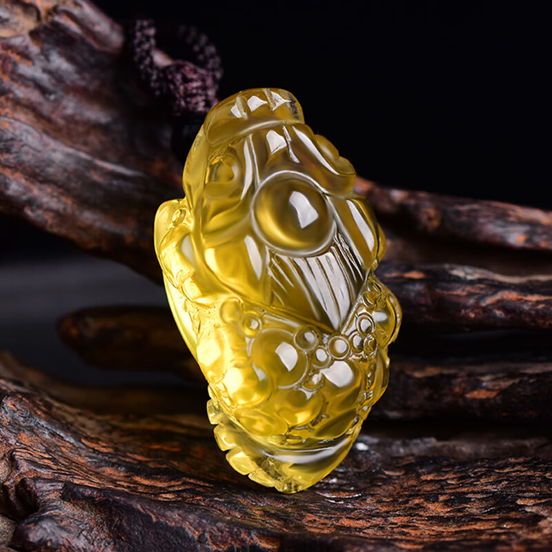 慈灵阁 黄水晶金蟾吊坠招财貔貅三足蟾蜍项链男女款转运饰品挂件