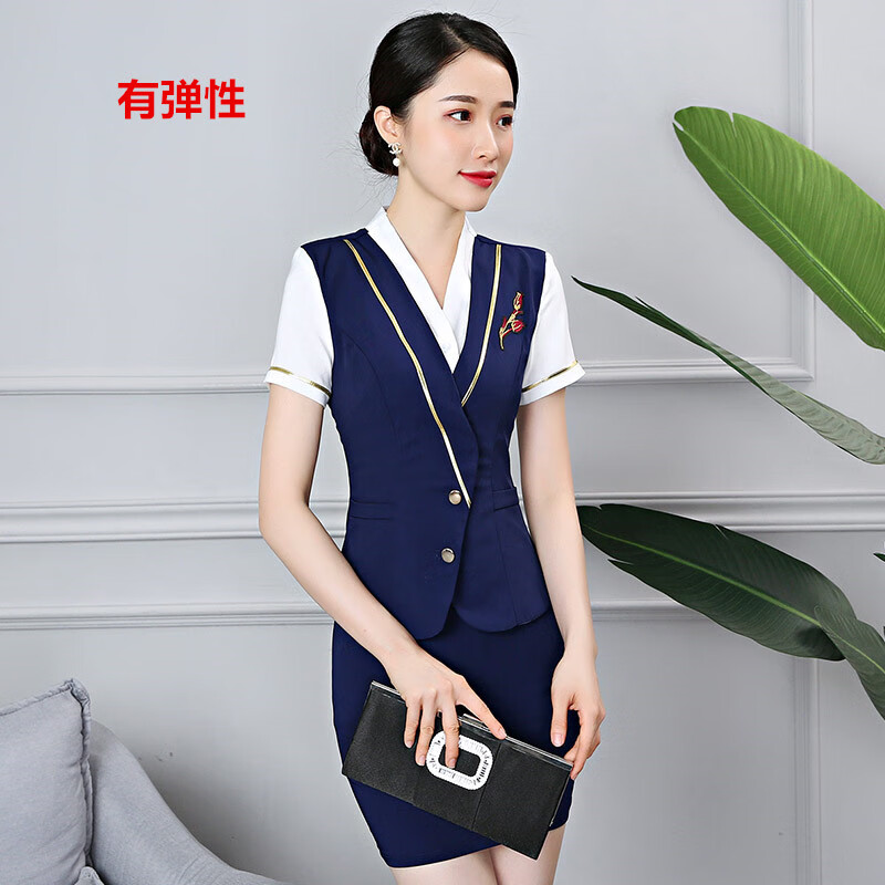 范哲琳(fanzhelin)夏季美容院工作服酒店ktv空姐服装女时尚气质显瘦