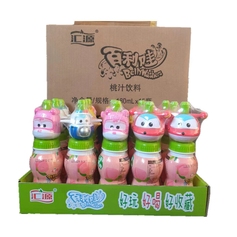 汇源 果汁儿童果汁果味饮料桃味小瓶整箱 百利哇桃汁180ml*15瓶