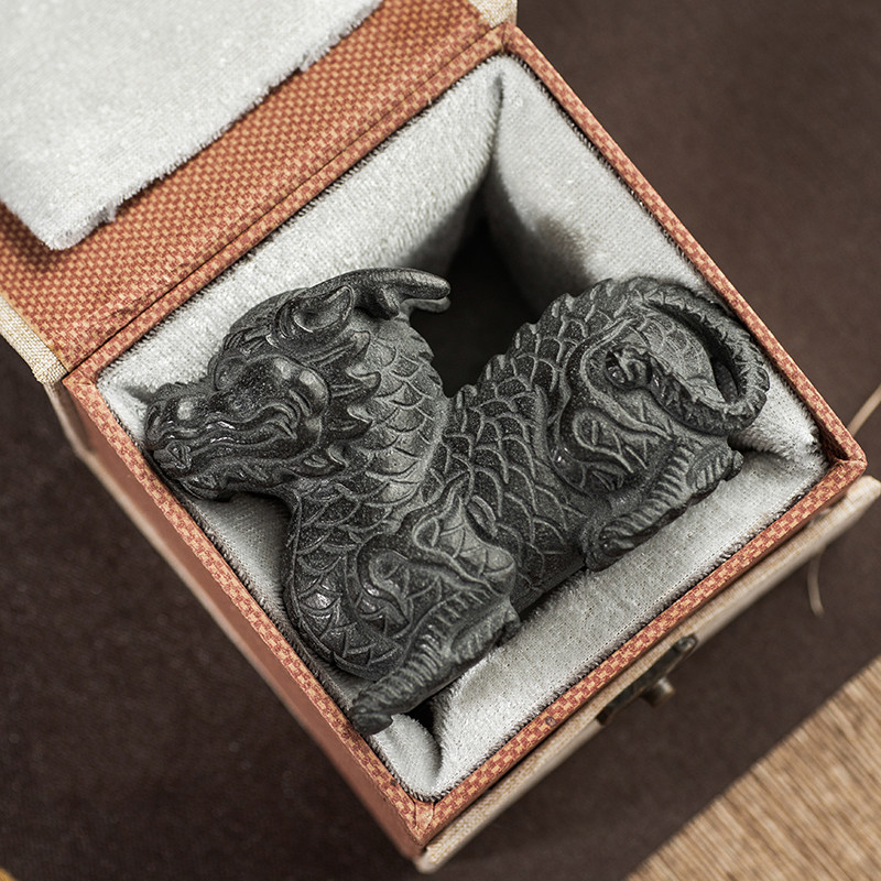 杉宝居 龙生九子茶盘貔貅创意精品茶玩家用石隐茶宠摆件变色手工乌金