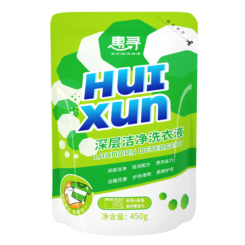 惠寻 京东自有品牌 香薰护色洗衣液 450g*1袋补充装 温和不刺激