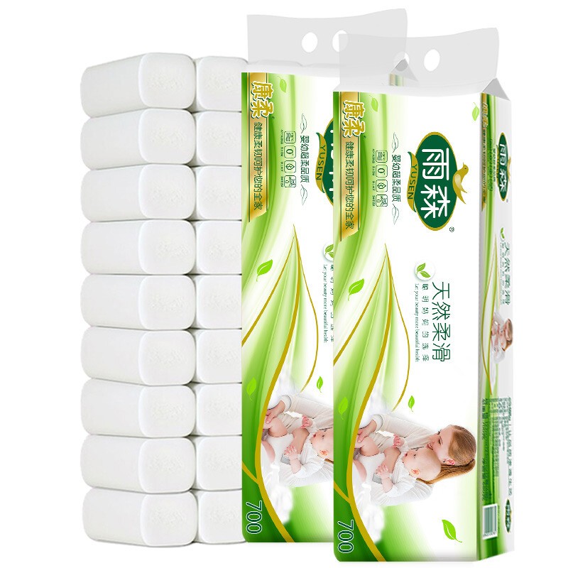 雨森（YUSEN）无芯卷纸妇婴6层58g*12卷 加厚卫生纸家用厕纸 6层 58g/卷*24卷 【2提】