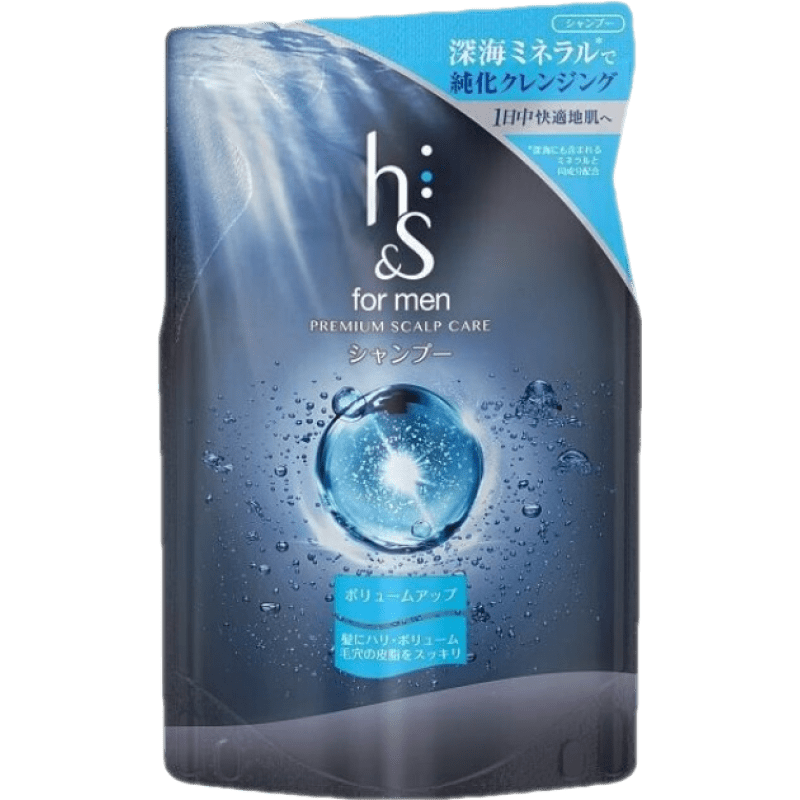 海飞丝日本原装进口宝洁P&G h&s 海飞丝 男士volume up去屑控油洗发水 洗发水替换装 300ml