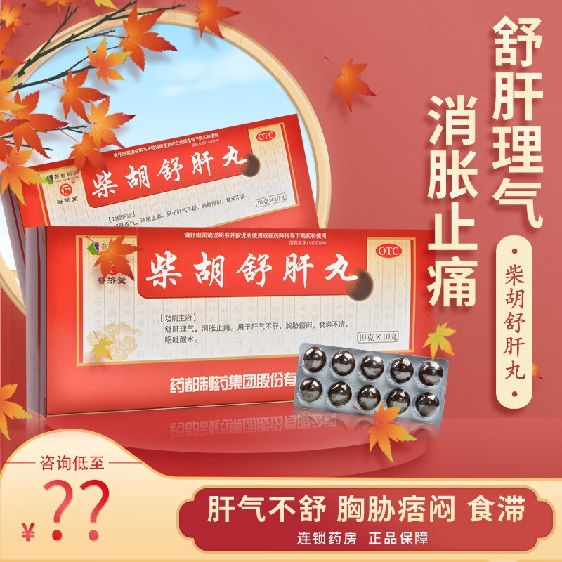 普济堂 柴胡舒肝丸 10g*10丸 舒肝理气 消胀止痛 食滞不清 柴胡疏肝散