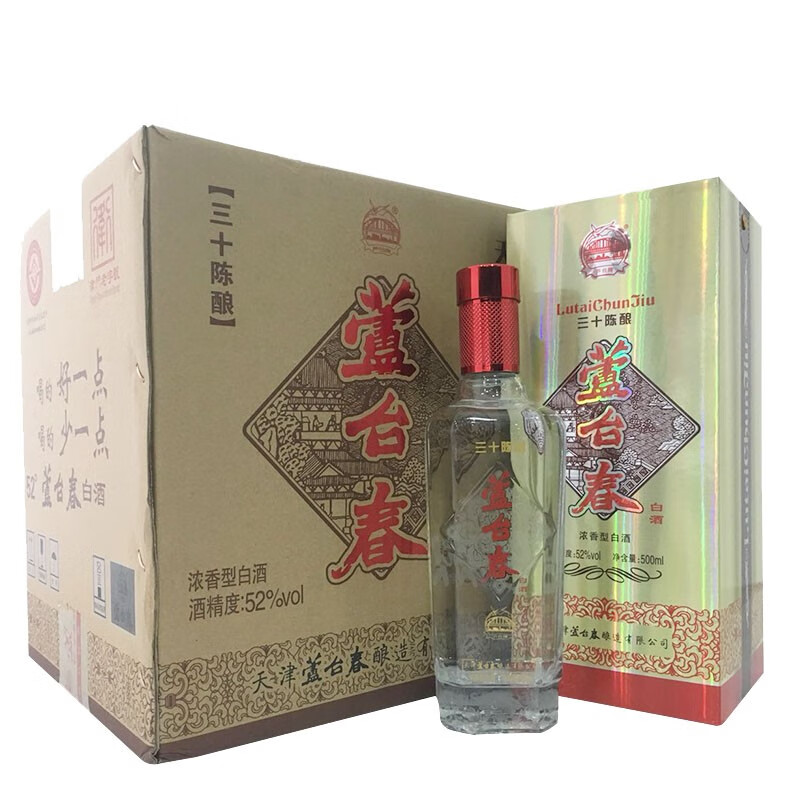 芦台春 52度浓香型白酒 三十陈酿 天津特产白酒 500ml*4瓶 整箱装（配礼品袋）