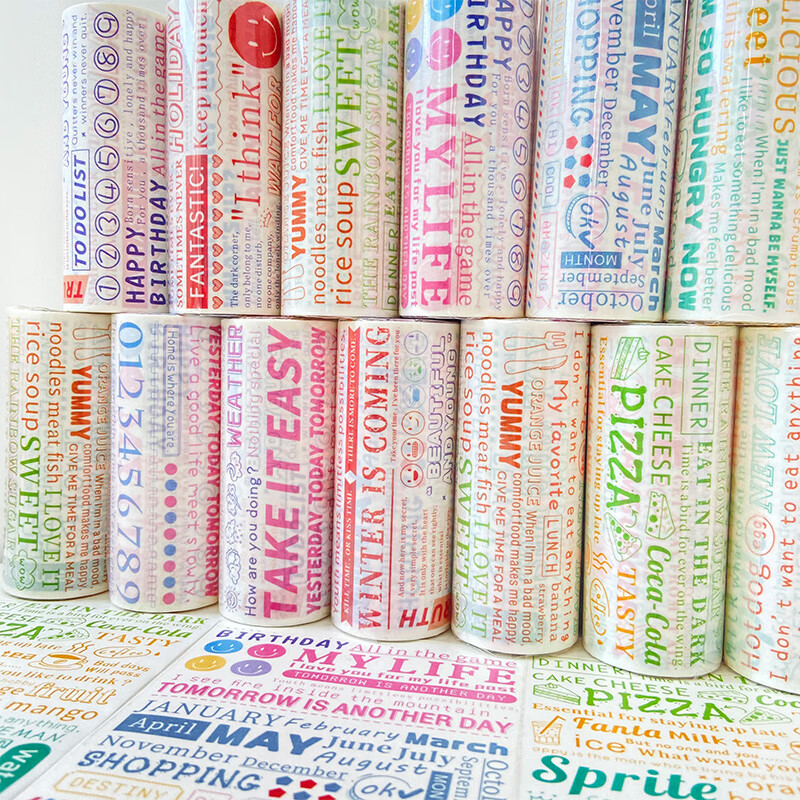 手帐胶带   特油文字手帐胶带随心配ins风可爱英文字母搭配背景清