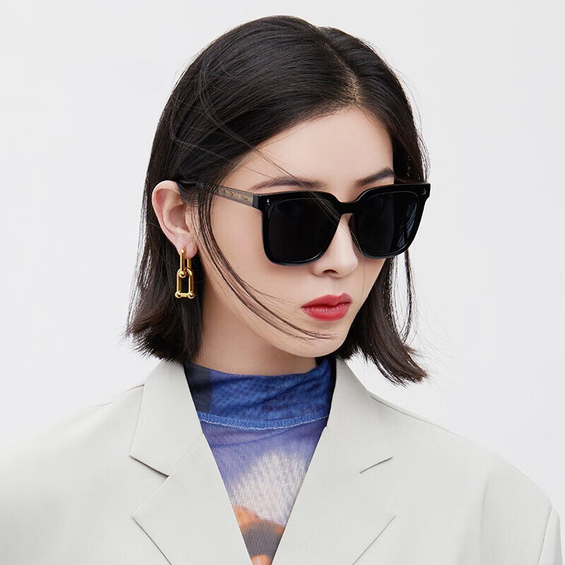 帕莎prsr 太阳镜男女时尚休闲方形大框眼镜偏光墨镜ps4001 -b-亮黑色