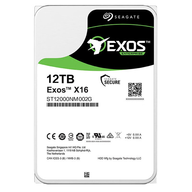 希捷(Seagate)企业级硬盘 12TB 256MB 7200转 企业级硬盘 SAS 希捷银河 Exos X16系列 ST12000NM002G