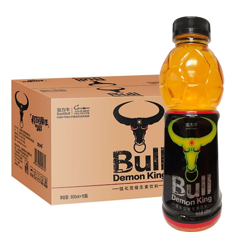 宝力牛强化型维生素饮料600ml*15瓶整箱装bull demon king运动功能