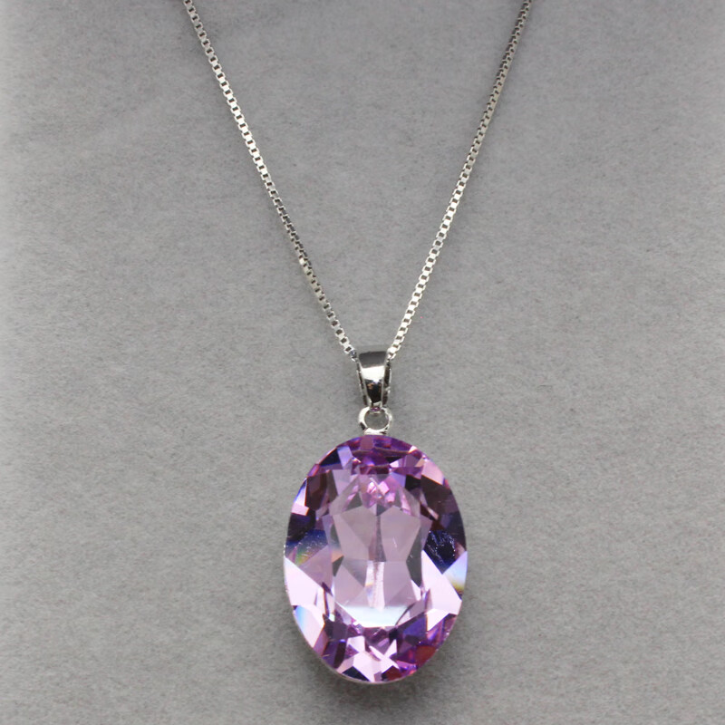 艾墨菲925银 椭圆项链 女 锁骨链 简约吊坠饰品 生日礼物 送女友 椭圆