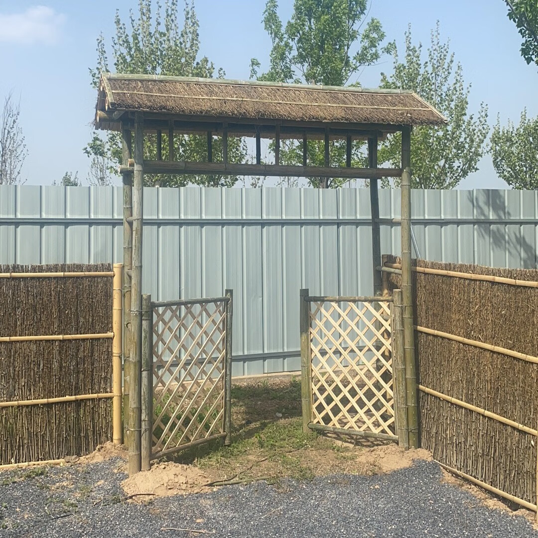 茶人物语竹门楼竹门头户外庭院竹楼景区农场院子大门竹篱笆栅栏围栏