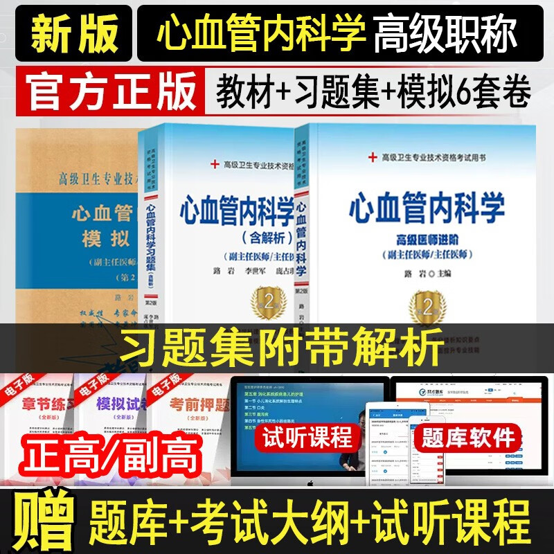 心血管内科学副高级职称考试书2024年心血管内科副主任医师高级教程进阶教材+习题集+模拟题心内科主任医生正高级卫生专业技术资格历年真题库资料