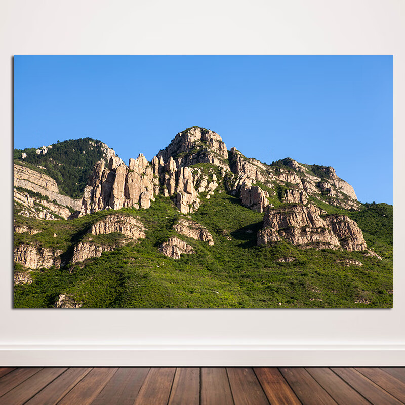 恒山玄关风景画北岳恒山图山峰山峦自然景观办公室客厅装饰墙贴画 671