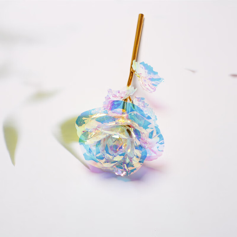 天颛星空水晶玫瑰永生花送妈妈真金箔花束彩金花玫瑰花摆件彩色玫瑰 