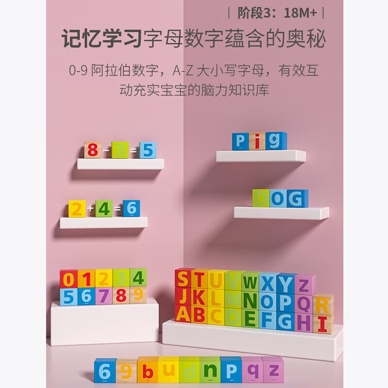 Hape【店铺主推】环保木质宝宝花园大颗粒积木桶拼搭益智儿童玩具礼物 80粒花园积木 高密度山毛榉 1-3Y