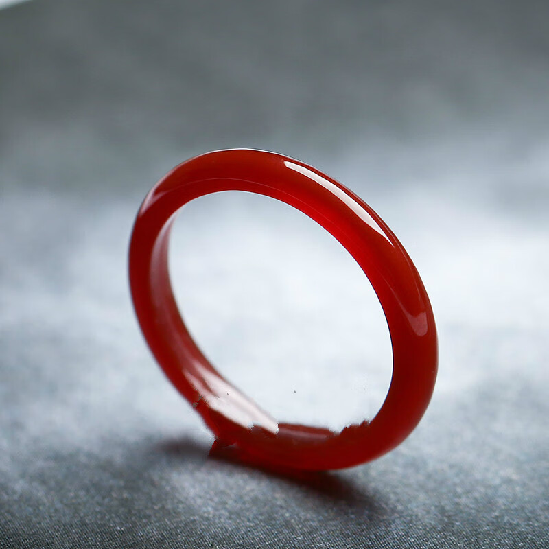 简梓红玉玉石男女款戒指 本命年玛瑙红色细条尾戒石头水晶指环 细条光