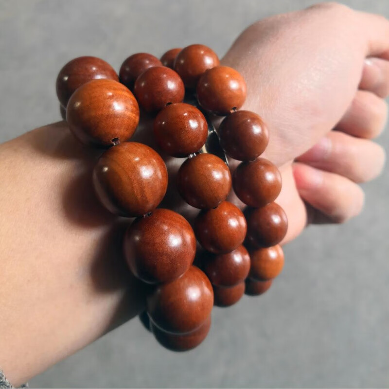 蒂宝莱(dibaolai)枣木手串老料道珠念珠佛珠木料手链工艺品礼物饰品