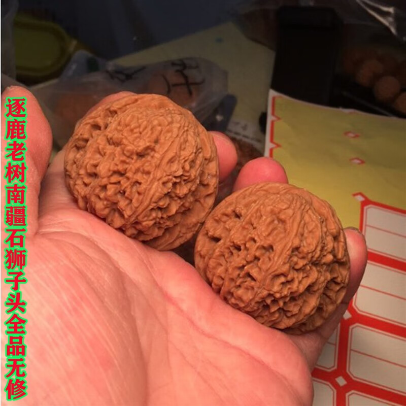 伊人意边44高42逐鹿南疆石狮子头文玩把件核桃精选野生炮弹桩全品老树