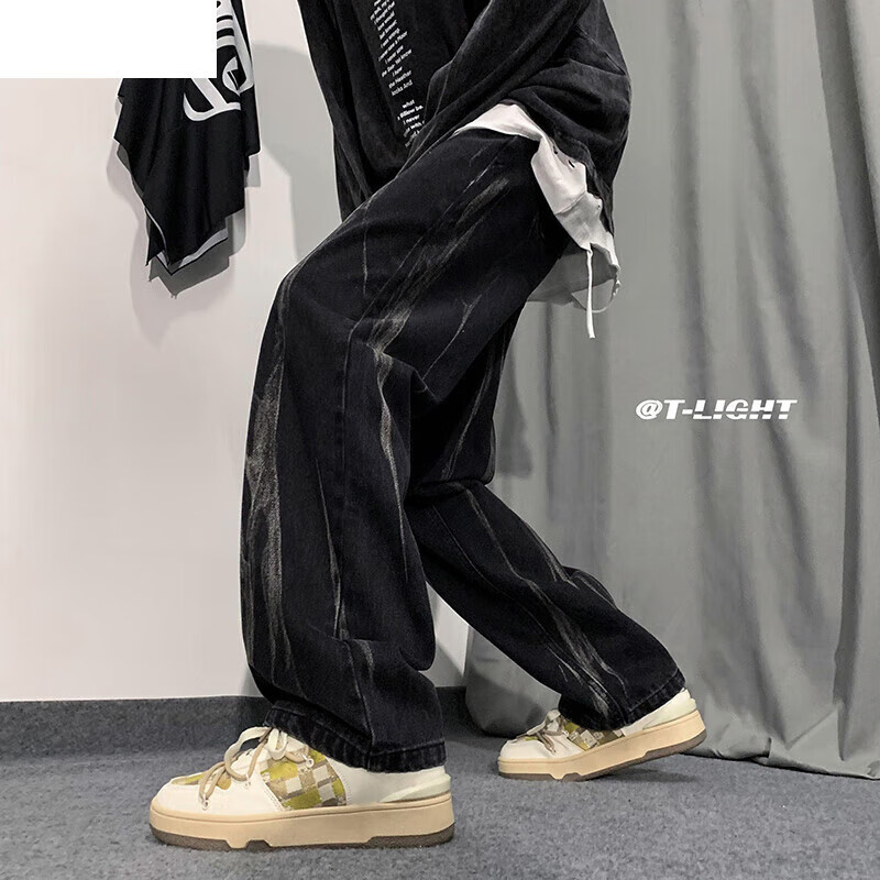 ovni2023年新品美式高街fog牛仔裤男宽松vibe欧美风国潮oversize裤子i